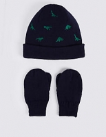 Marks and Spencer  Kids Embroidered Hat & Mittens Set
