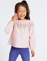 Marks and Spencer  Pure Cotton Zig Zag Bardot Top (3-16 Years)