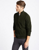 Marks and Spencer  Cotton Rich Textured Zip Through Cardigan
