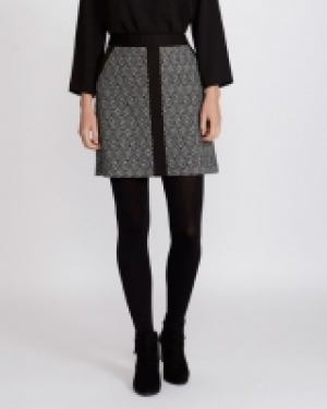 Geo Contrast Ponte Panel Skirt