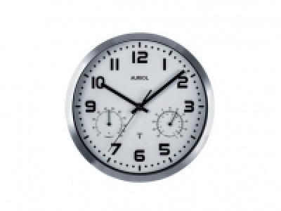 AURIOL Radio-Controlled Wall Clock with Thermometer and Hygr