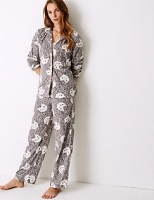 Marks and Spencer  Fleece Printed Long Sleeve Pyjama Set