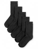 Marks and Spencer  5 Pairs of Cotton Rich Sports Socks  (3-16 Years)