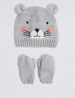 Marks and Spencer  Kids Mouse Hat & Mittens Set
