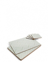 Marks and Spencer  Chevron 8 Piece Cork Placemats & Coasters Set