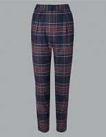 Marks and Spencer  Wool Blend Checked Tapered Leg Trousers