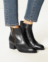 Marks and Spencer  Wide Fit Leather Block Heel Ankle Boots