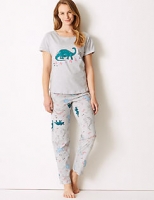 Marks and Spencer  Cotton Rich Dino-Snore Print Pyjama Set