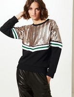 Marks and Spencer  Cotton Rich Sparkly Long Sleeve Sweatshirt