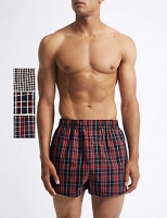 Marks and Spencer  3 Pack Pure Cotton Checked Easy Care Boxers