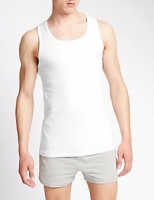 Marks and Spencer  2 Pack Pure Cotton Sleeveless Vests with StayNEW
