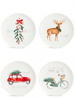 Marks and Spencer  Set of 4 Christmas Slogan Side Plates