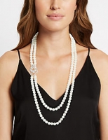 Marks and Spencer  Pearl Effect Double Row Brooch Necklace