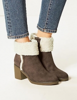 Marks and Spencer  Block Heel Faux Fur Ankle Boots