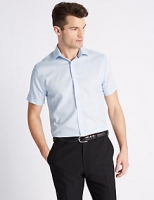 Marks and Spencer  Short Sleeve Non-Iron Twill Slim Fit Shirt