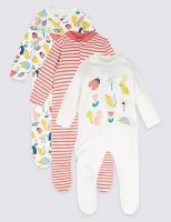 Marks and Spencer  3 Pack Pure Cotton Bunny Sleepsuits
