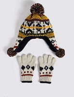 Marks and Spencer  Kids Fairisle Trapper Hat & Gloves Set