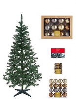 Marks and Spencer  6Ft Tree, Metallic Bauble & Lights Bundle