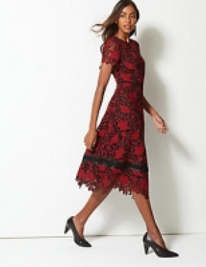 Lace Short Sleeve Swing Midi Dress 170.00 €