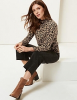 Marks and Spencer  Cosy Animal Print Funnel Neck Sweatshirt