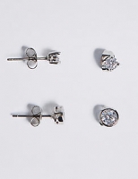 Marks and Spencer  Platinum Plated Diamanté Stud Earrings Set