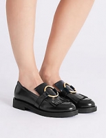 Marks and Spencer  Leather Block Heel Ring Detail Loafers