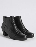 Marks and Spencer  Wide Fit Leather Ruched Stud Ankle Boots