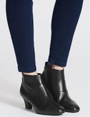 Leather Square Toe Ankle Boots