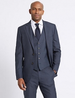 Marks and Spencer  Blue Textured Slim Fit 3 Piece Suit