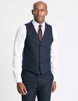 Marks and Spencer  Blue Textured Modern Slim Fit Waistcoat