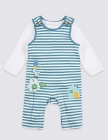 Marks and Spencer  2 Piece Pure Cotton Bodysuit & Dungarees