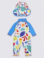 Marks and Spencer  2 Piece All Over Print Swimsuit with Hat