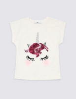 Marks and Spencer  Pure Cotton Unicorn Top (3-16 Years)