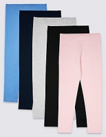 Marks and Spencer  5 Pack Cotton Rich Leggings (3-16 Years)