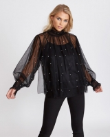 Dunnes Stores  Savida Tulle Pearl Detail Blouse