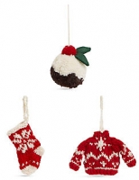 Marks and Spencer  3 Pack Knitted Christmas Icon Baubles