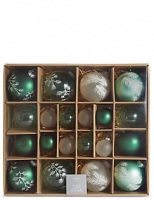 Marks and Spencer  20 Green Mix Decorative Glass Baubles