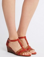 Marks and Spencer  Wide Fit Leather Wedge Sandals