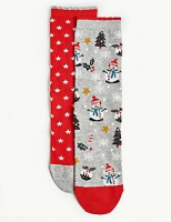 Marks and Spencer  2 Pair Pack Snowman Ankle High Socks