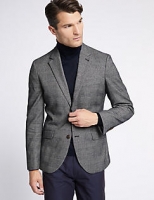 Marks and Spencer  Cotton Rich Checked Tailored Fit Jacket