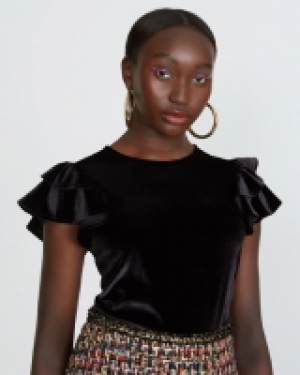 Savida Velvet Frill Sleeve Top