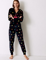 Marks and Spencer  Fleece Spotted Long Sleeve Onesie
