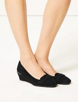 Marks and Spencer  Wide Fit Suede Wedge Heel Court Shoes