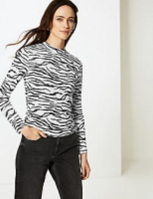 Animal Print Long Sleeve Sheer Top 24.00 €