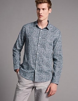 Marks and Spencer  Supima® Cotton Slim Fit Squiggle Print Shirt