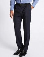 Marks and Spencer  Regular Fit Wool Rich Single Pleated Trousers