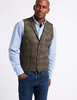 Marks and Spencer  Pure Wool Checked Regular Fit Waistcoat