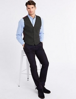 Marks and Spencer  Brown Wool Rich Tailored Fit Checked Waistcoat