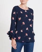 Dunnes Stores  Print Frill Detail Top