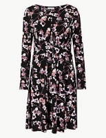 Marks and Spencer  Floral Print Long Sleeve Fit & Flare Dress
